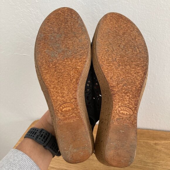 Spring Step Leather Slingback Sandals Navy Blue Lightweight Wedge Heels US 9 - Picture 11 of 11